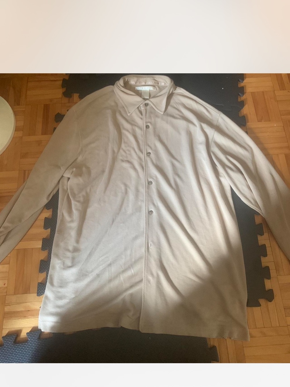 Perry Ellis super soft Men's Beige Button-Up Long Sleeve Shirt